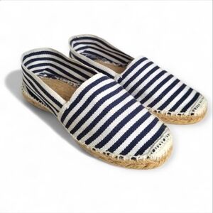 Hand Sewn Spanish Jute Espadrilles navy & white stripes  size 38 7